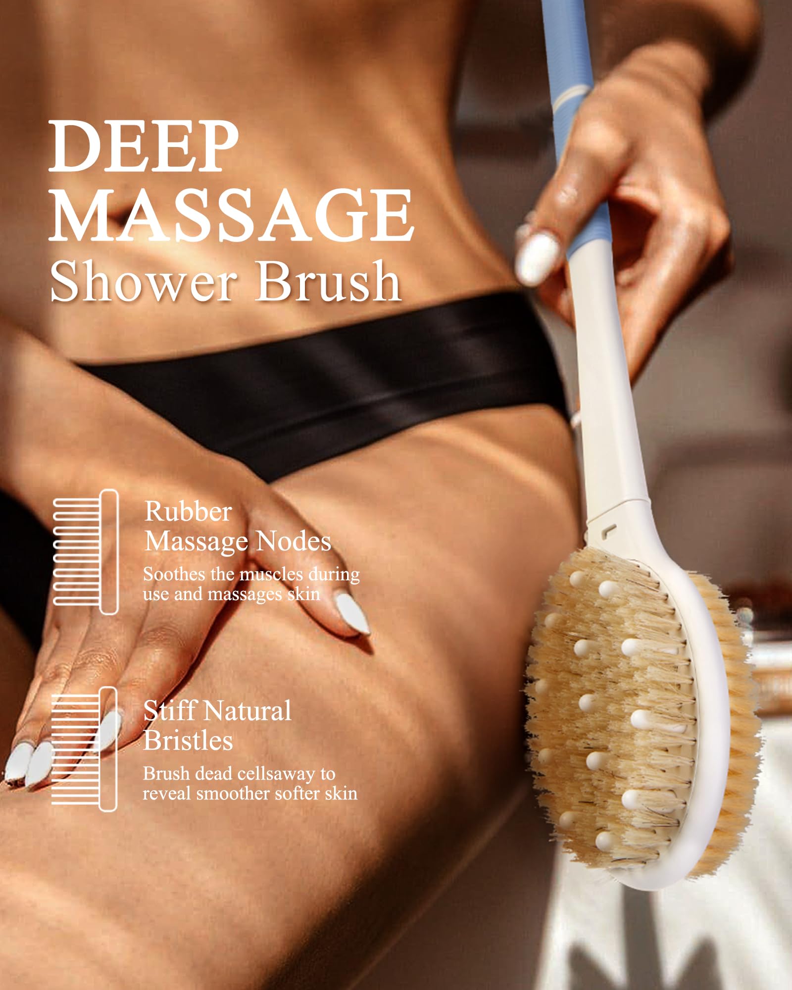 Rafow cepillo con cerdas naturales de jabalí para exfoliación suave.