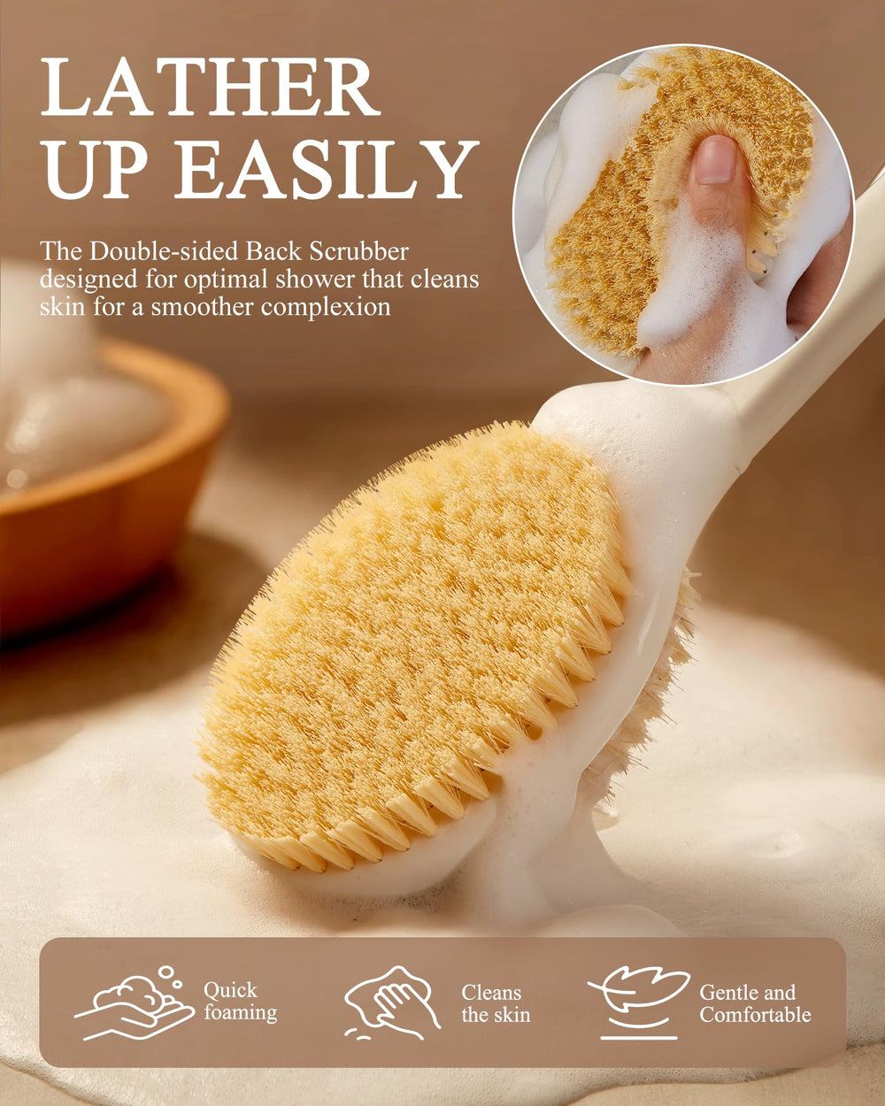 Rafow cepillo con cerdas de nylon suaves para piel sensible.