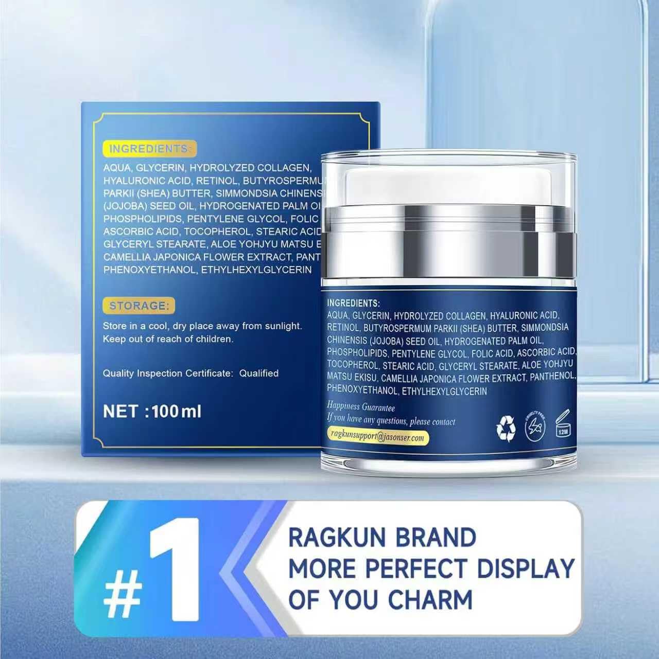 Ragkun Crème Retinol Hydratation-Profonde hydrate intensément et repulpe la peau.