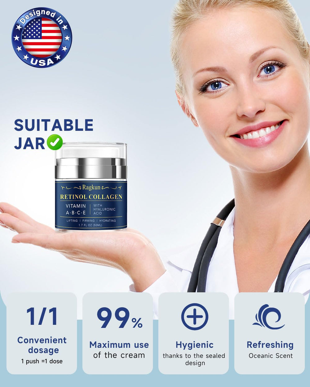 Ragkun Retinol 1Porciento hidratacion profunda para piel mas lisa