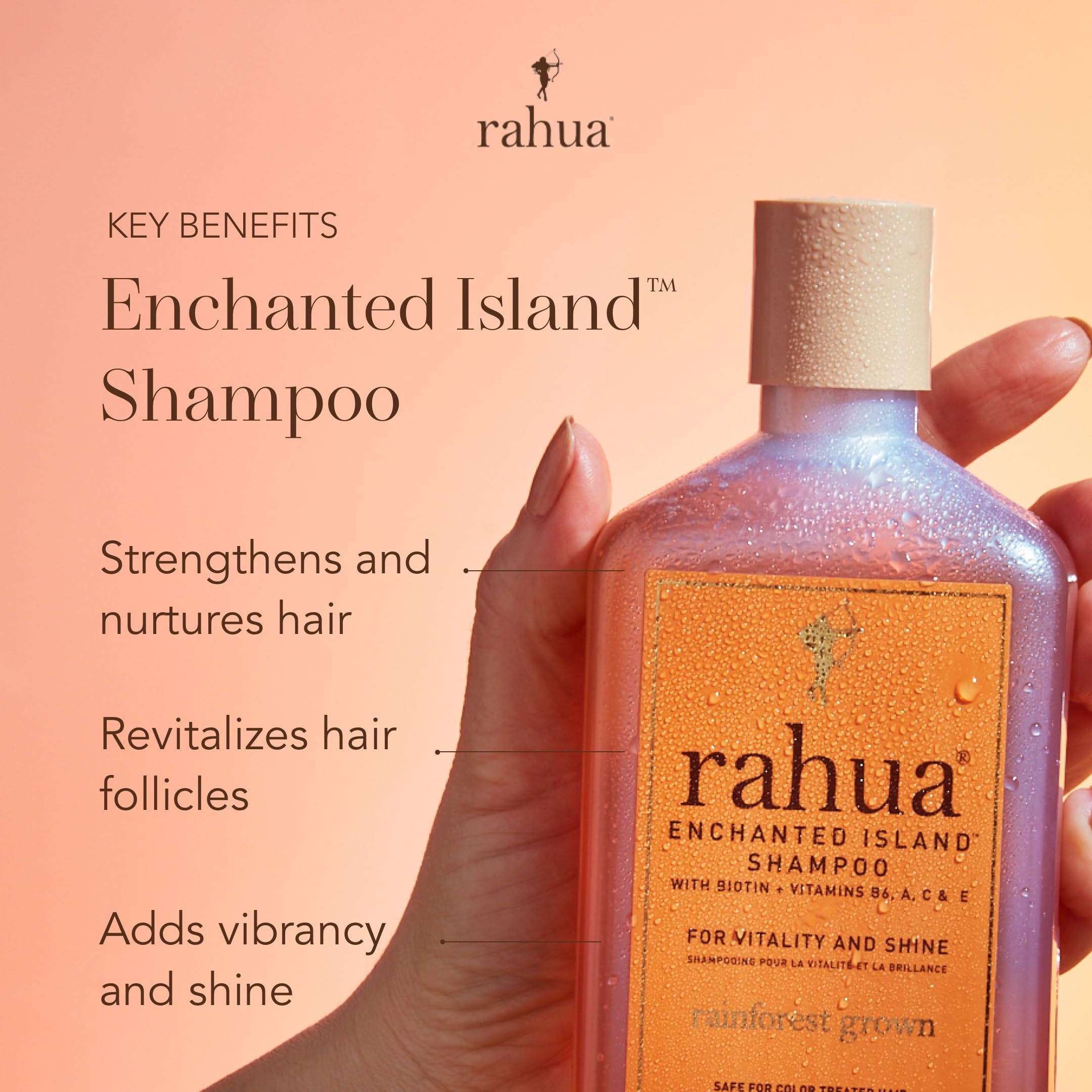 Rahua Champú Isla Encantada: primer plano de la botella.