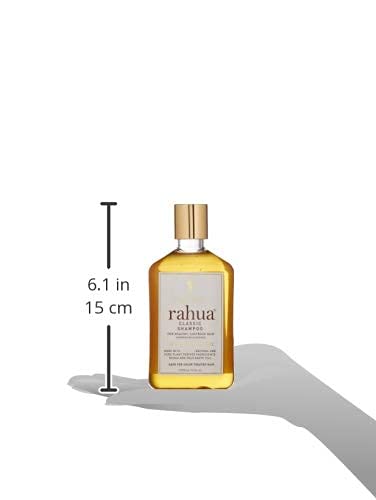 Rahua Classic Shampoo, etiqueta sin sulfatos para cuidado limpio.