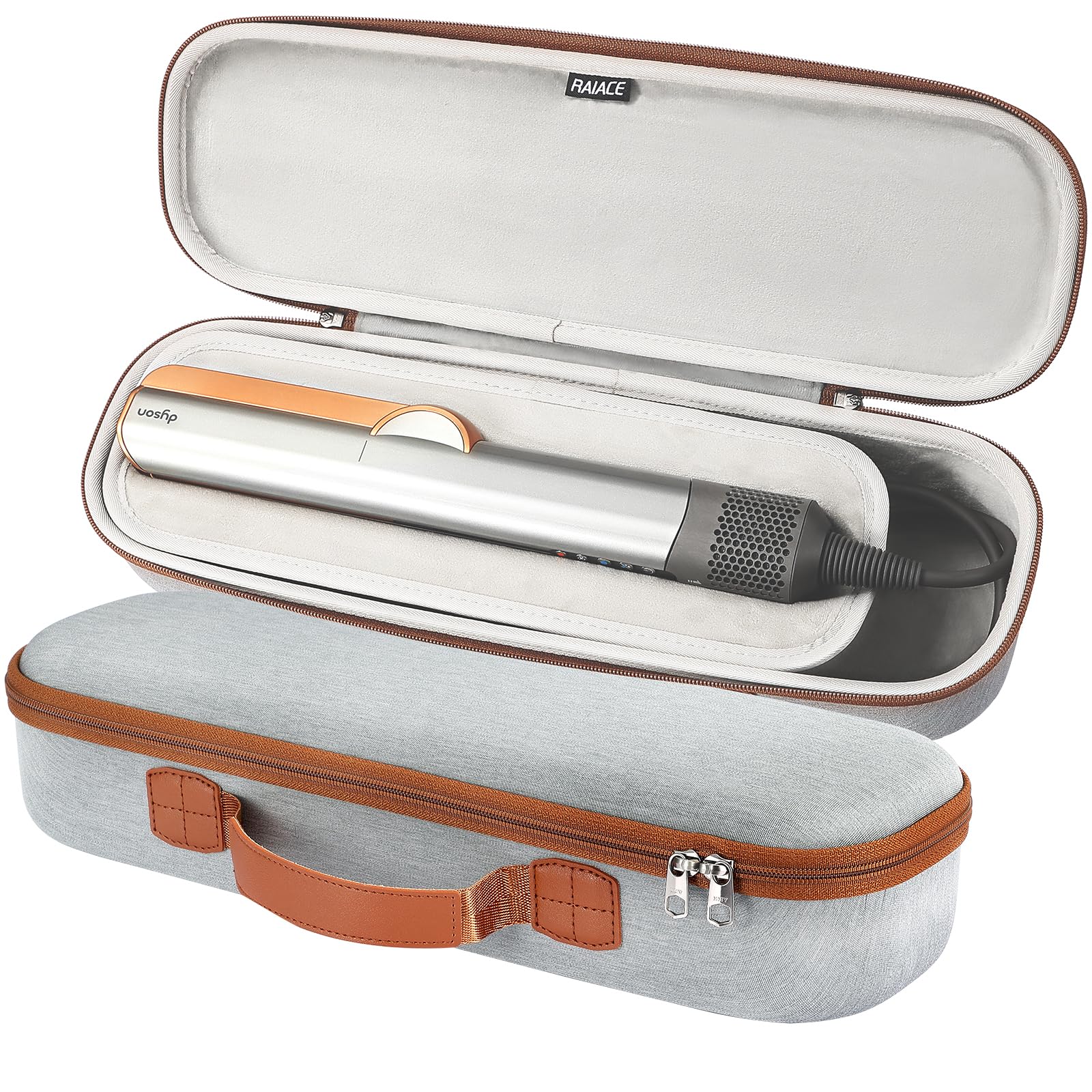 RAIACE caja exterior duradera para Dyson Airstrait gris, ideal para viaje seguro.