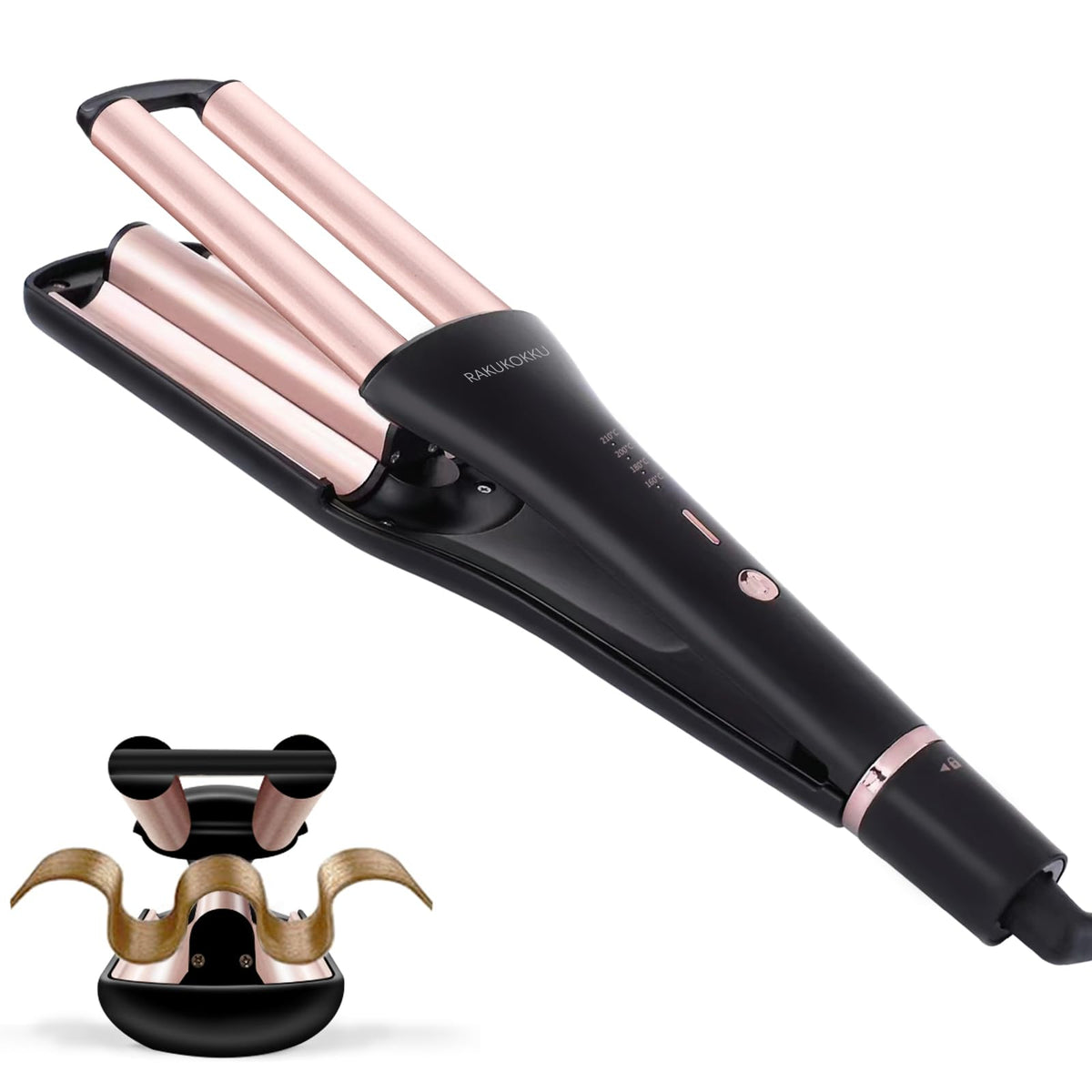 RAKUKOKKU crimpadora con baril ajustable para crear ondas personalizadas sin dañar