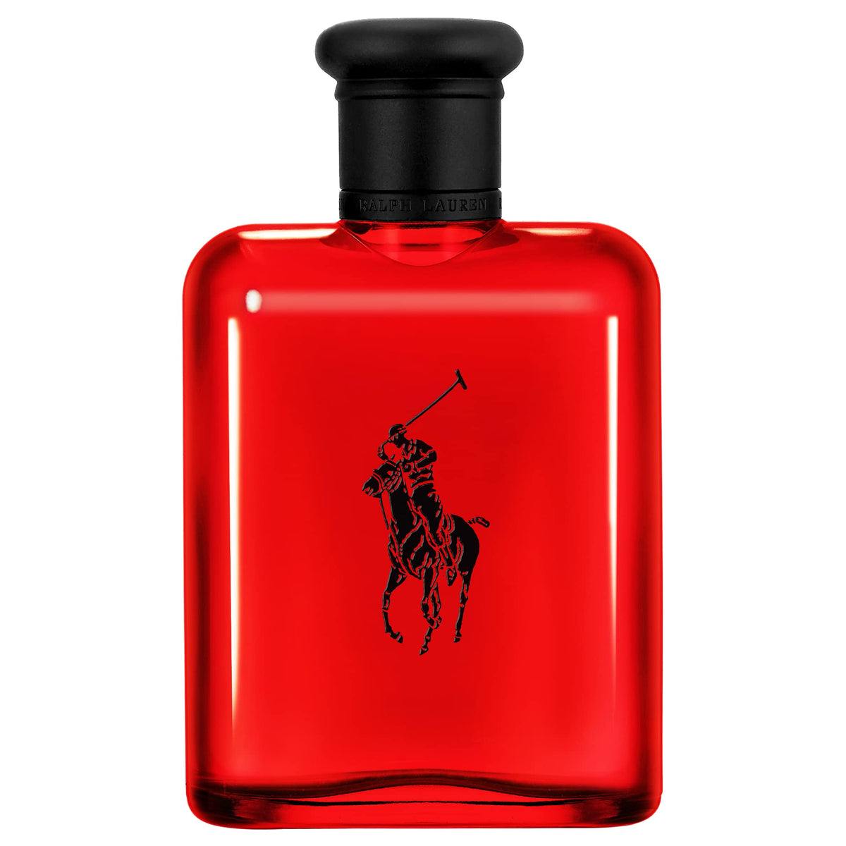 Polo Red de Ralph Lauren: botella con curvas y acabado mate negro, estilo audaz.