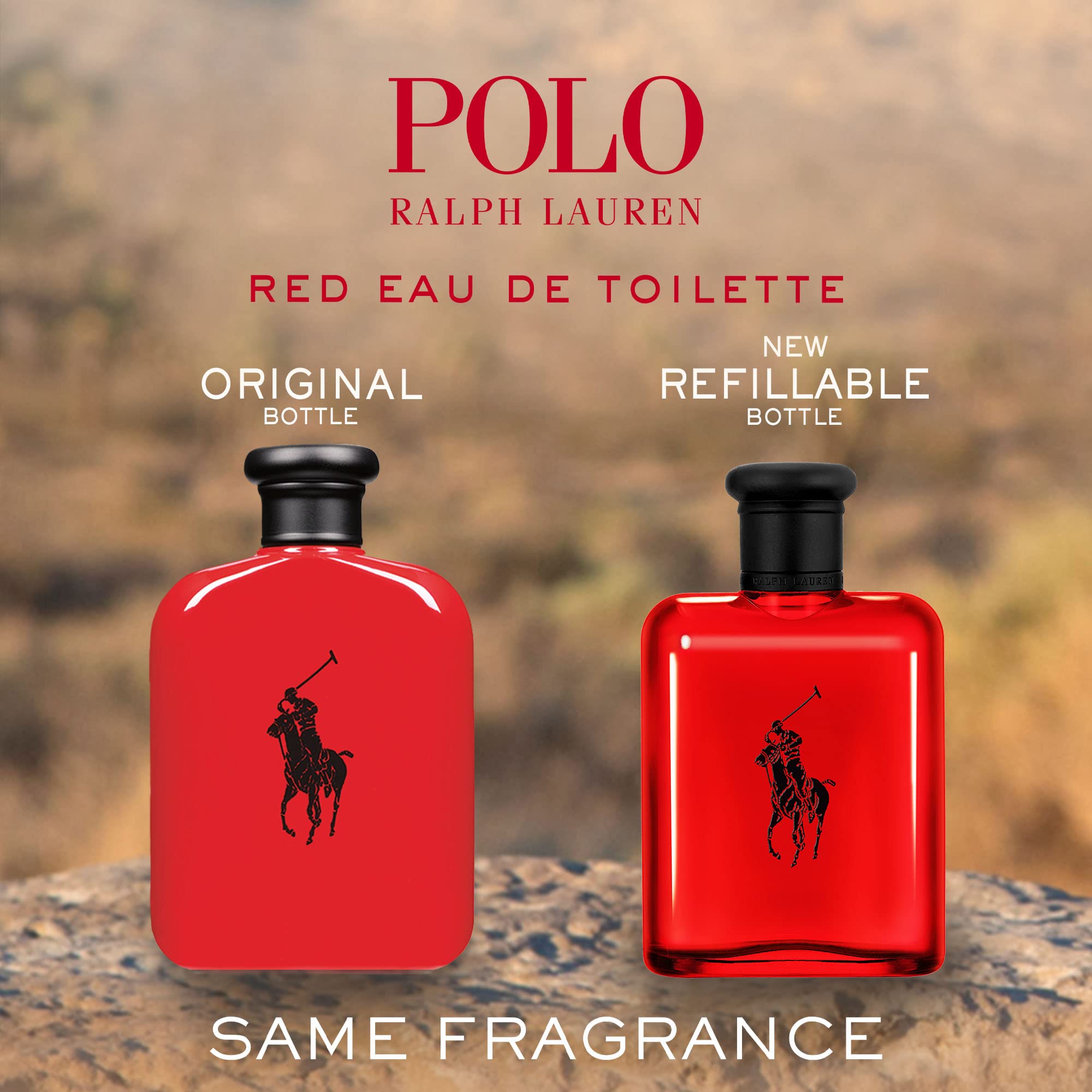 Polo Red: botella roja en movimiento para sensación dinámica.