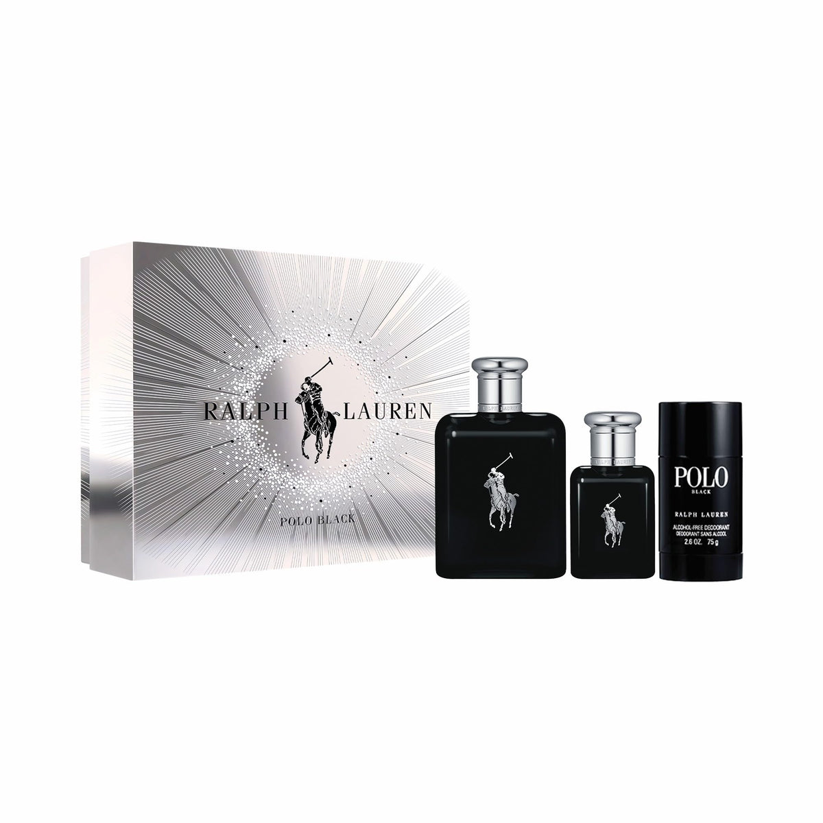 Ralph Lauren Polo Black: empaque del set, ideal para regalo y exhibición.