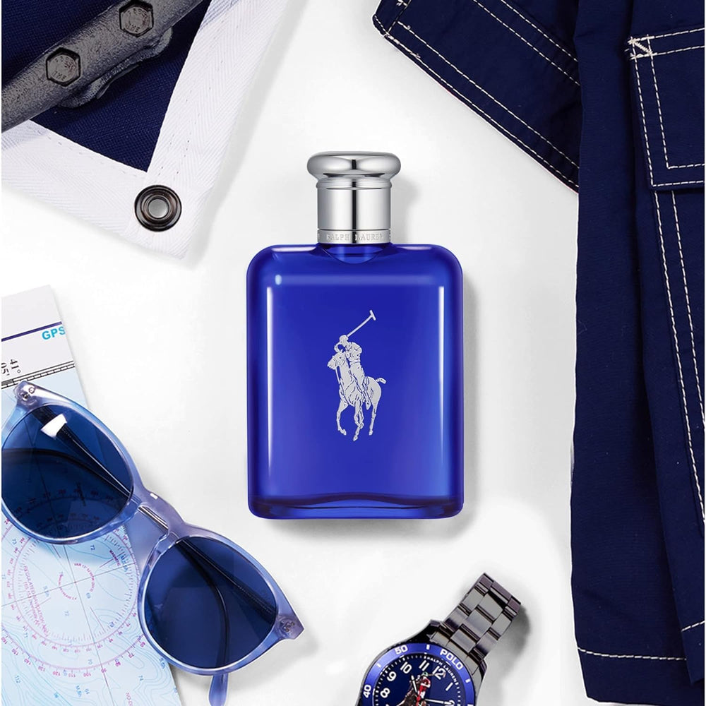 Ralph Lauren Polo Blue aftershave bottle enhances daily grooming