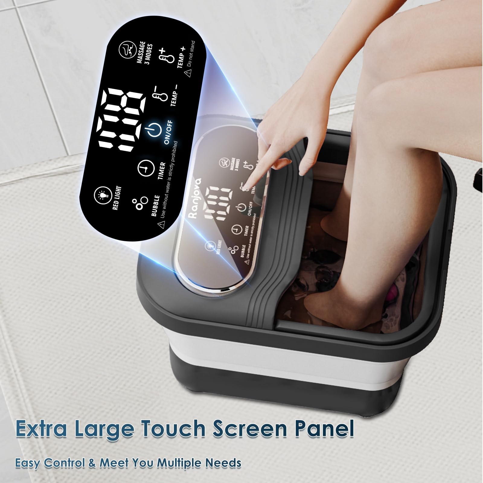 Ranjova spa para pies con temporizador ajustable para sesiones personalizadas.