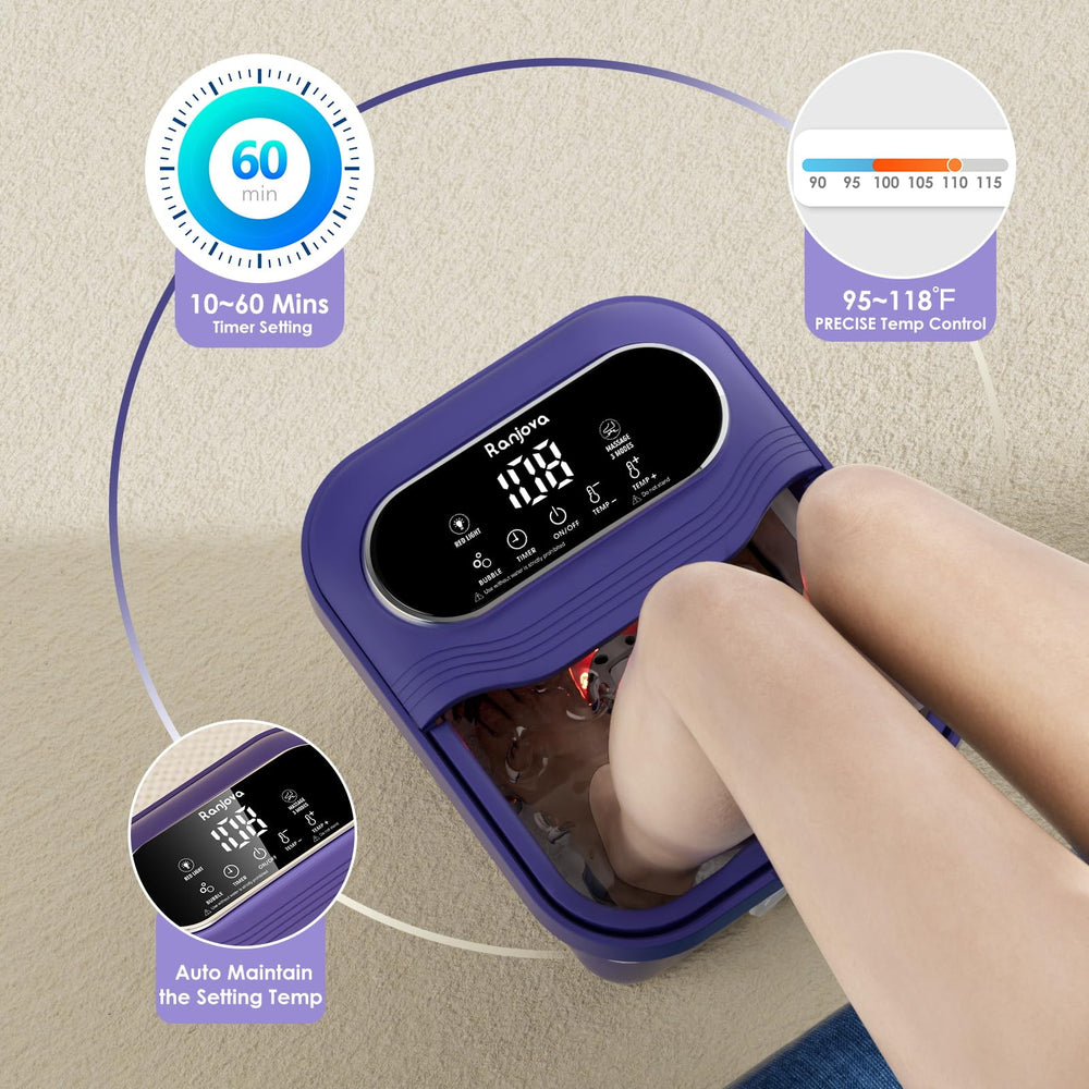Ranjova spa para pies con control de temperatura preciso.