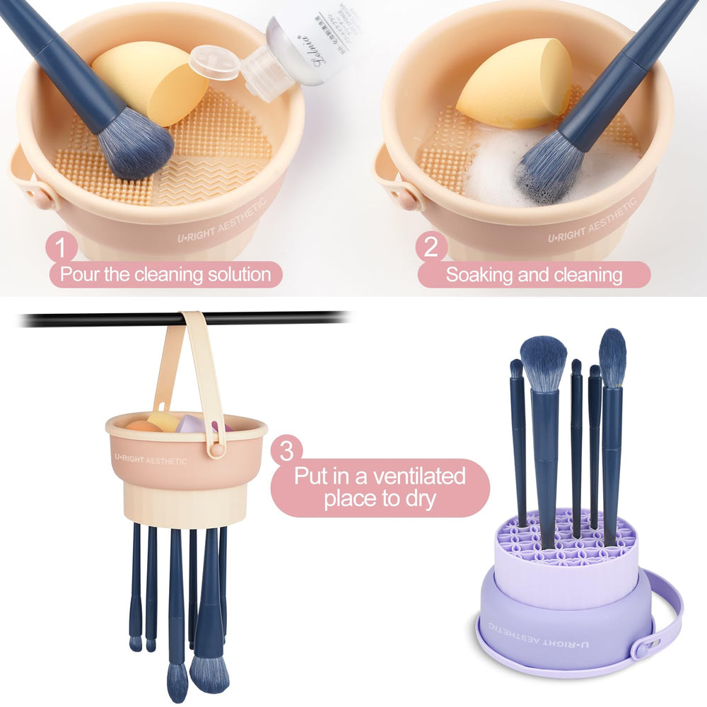 Ranphykx contenedor limpieza pinceles silicona para lavado suave sin dañar fibras.