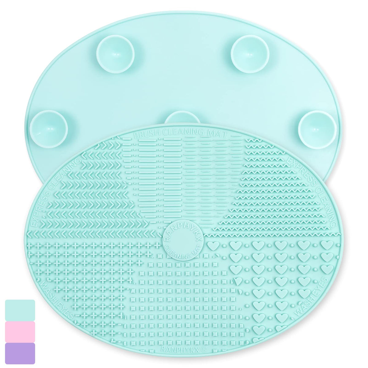 Ranphykx mat limpiador de brochas en silicona, tamaño grande, verde, facilita limpieza suave.