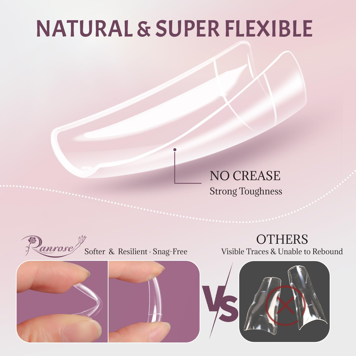 Ranrose puntas transparentes de gel suave, con resistencia y fácil limado
