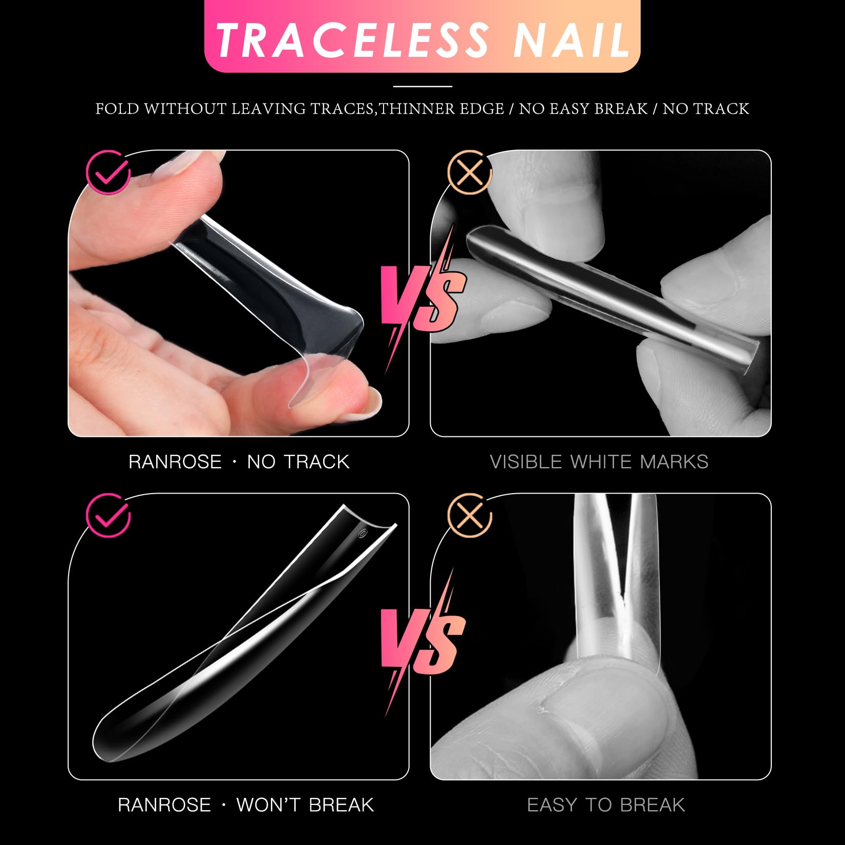 Ranrose uñas decoradas con brillo para un estilo elegante y sofisticado.