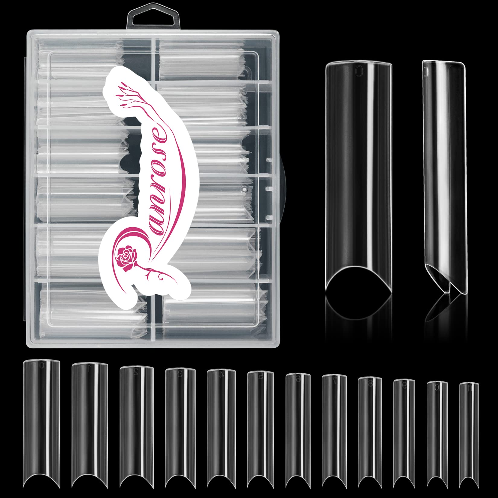 Ranrose uñas ultra largas con curva en C para un look elegante y alargado.