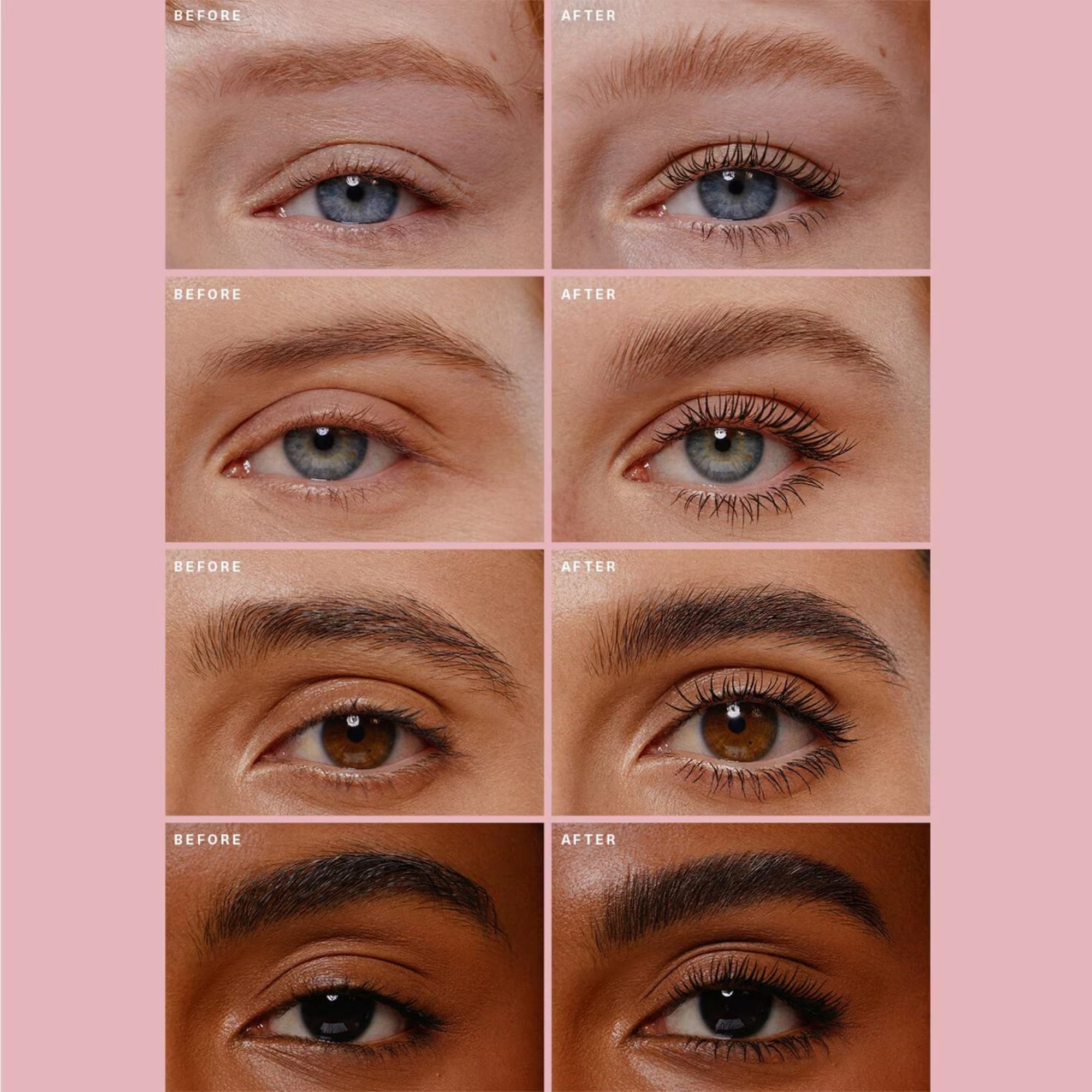 Rare Beauty cejas definidas con gel claro para un acabado laminado.