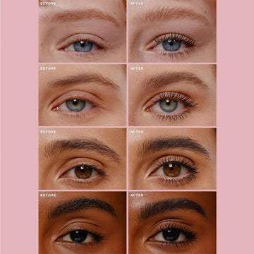 Rare Beauty cejas definidas con gel claro para un acabado laminado.