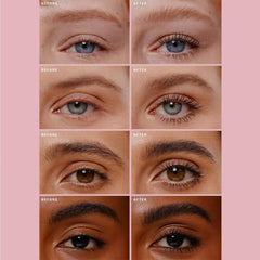Rare Beauty cejas definidas con gel claro para un acabado laminado.