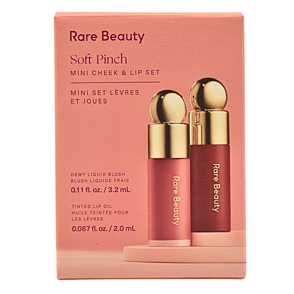 Conjunto mini Soft Pinch de Rare Beauty en caja, ideal para viaje y regalo.