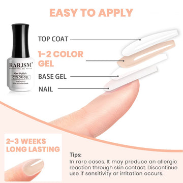 RARJSM Esmalte Gel Apricot Nude fórmula natural con bajo olor.
