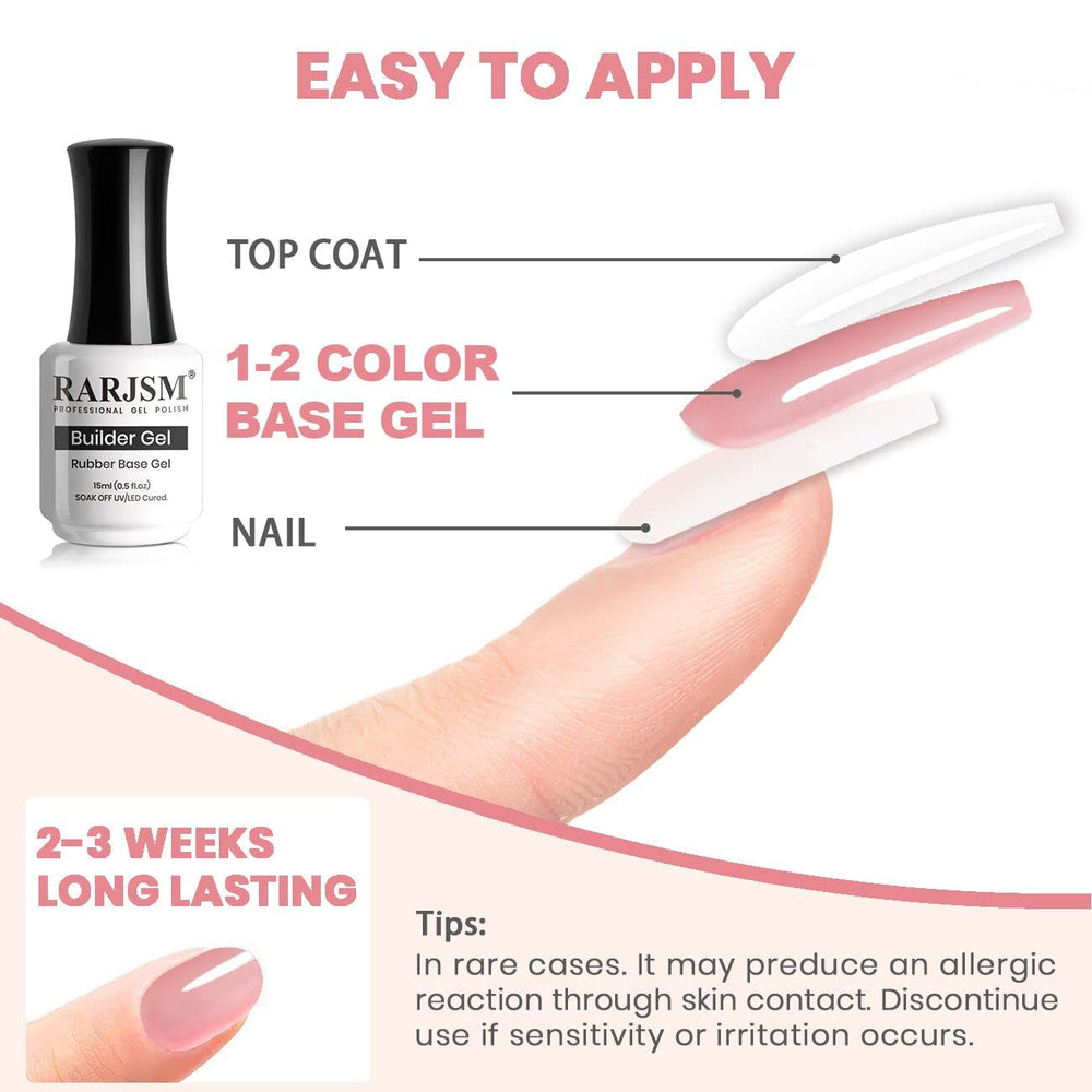 RARJSM base gel con adherencia firme, permite coloración estable y duradera.