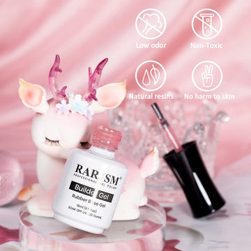 RARJSM gel base caucho rosado, mejora adherencia y protege uñas débiles.