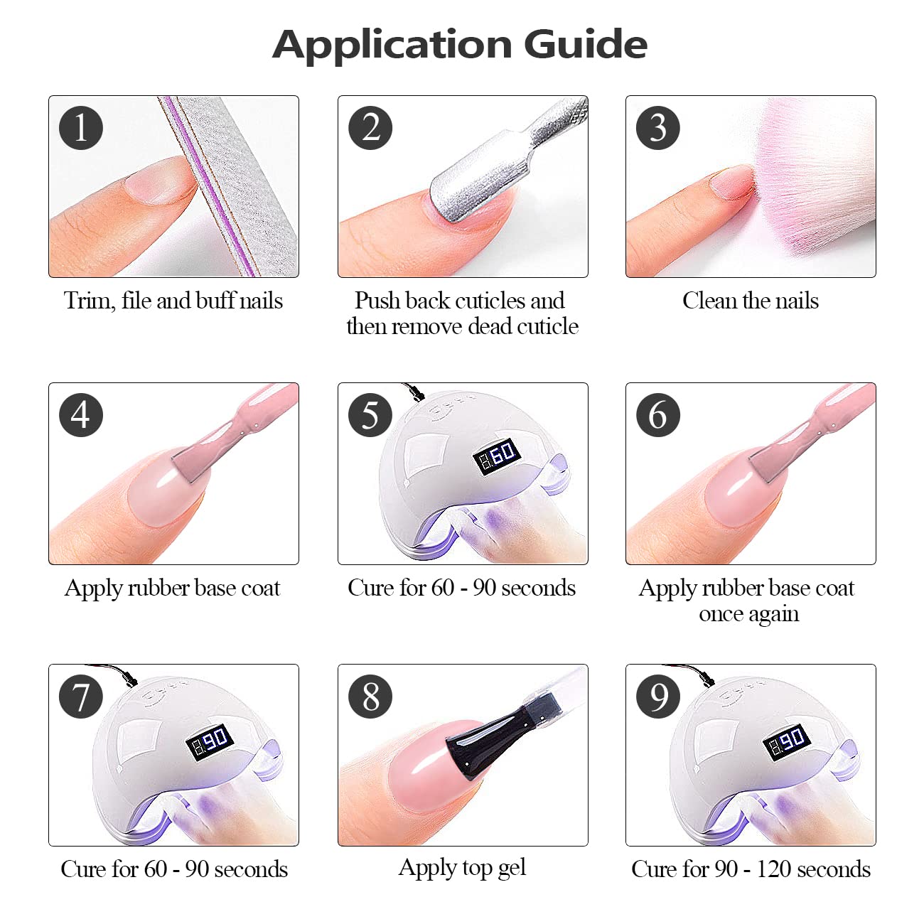 RARJSM base gel curado UV/LED, compatible con lámpara para fijar.