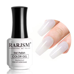 RARJSM blanco lechoso gel uñas; acabado suave y natural para un look diario