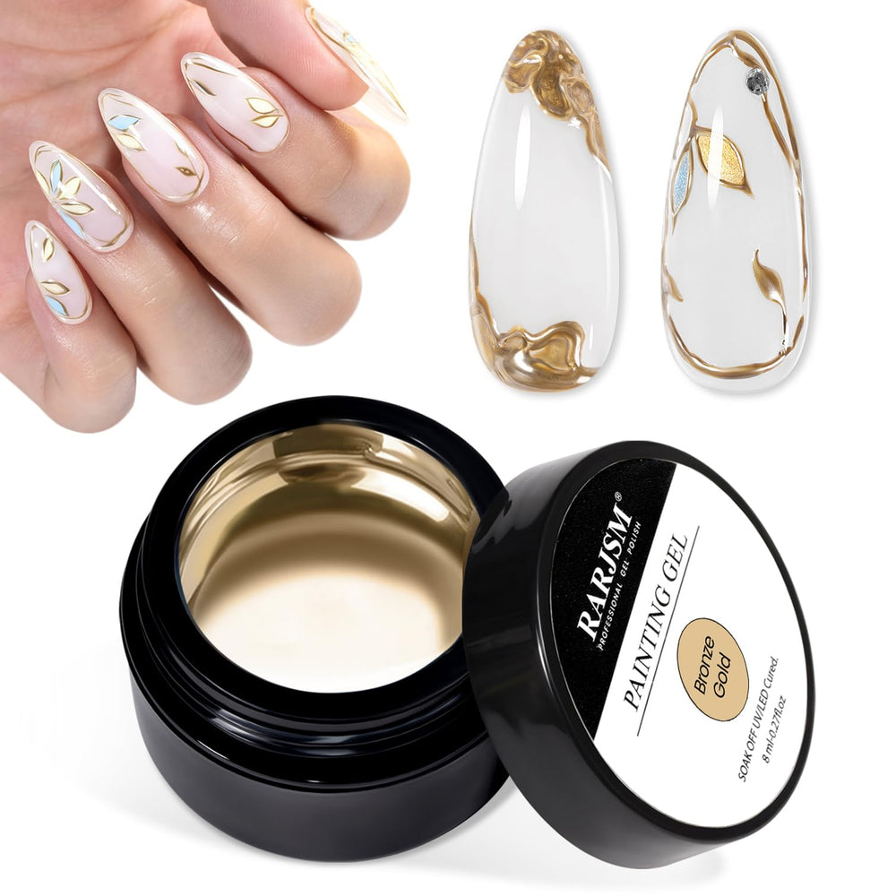 RARJSM bronce-oro con efecto espejo para uñas brillantes