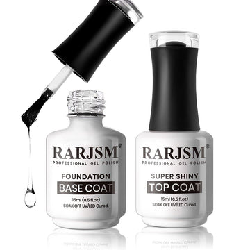 RARJSM Capa base transparente brillo 15ml para uñas protegidas y con acabado suave.
