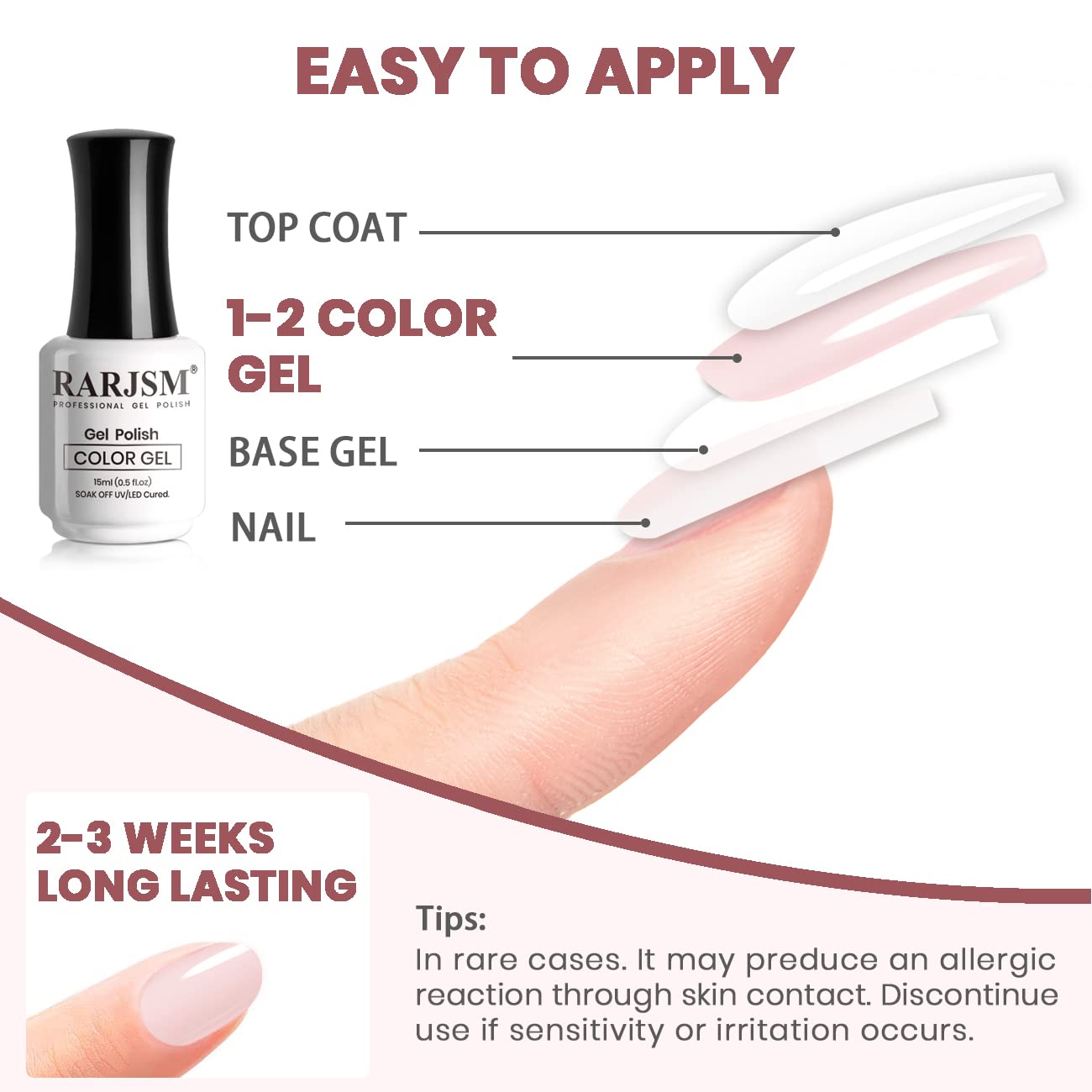RARJSM Colección nude rosa para manicure suave y moderna.