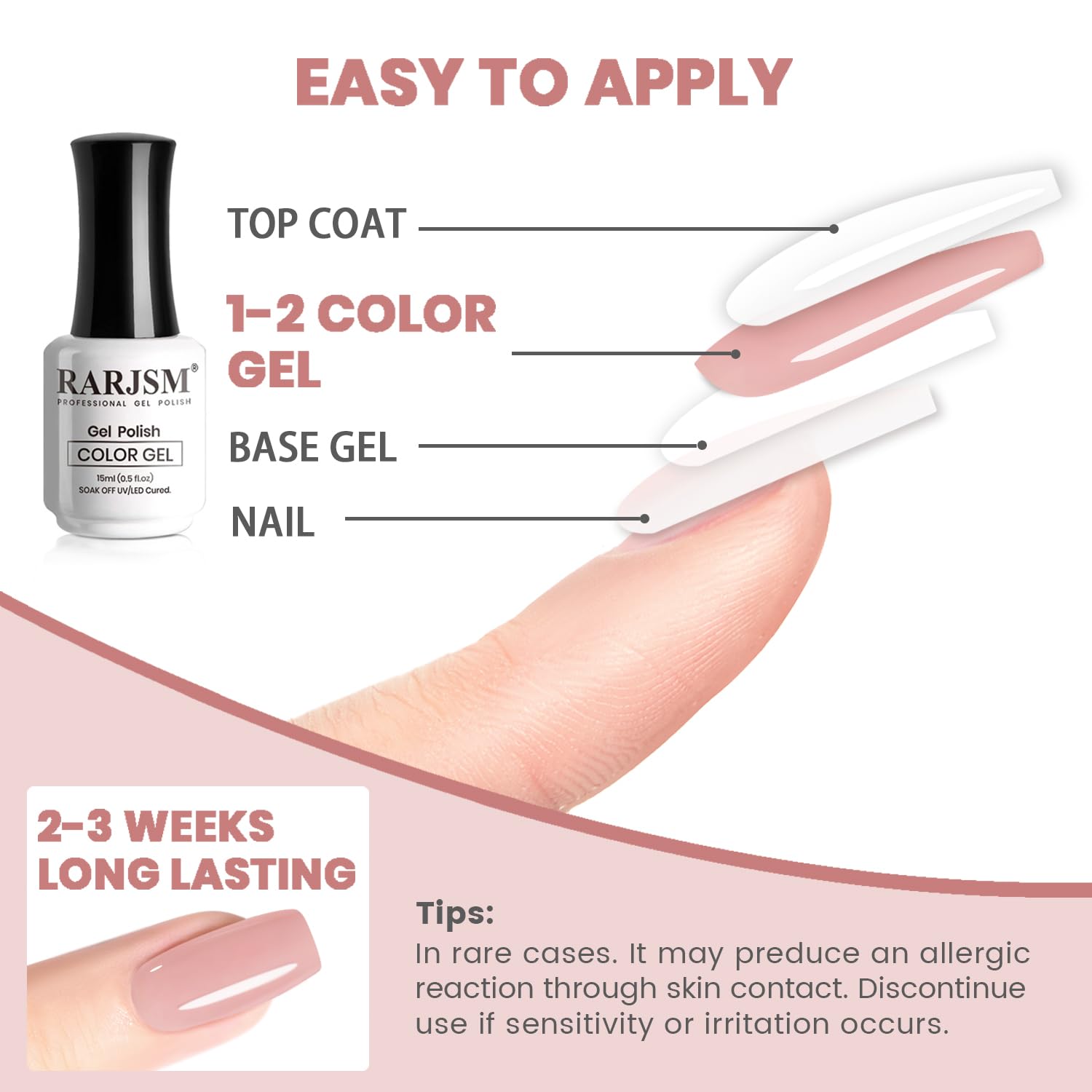 Gel de RARJSM con acabado brillante para mayor durabilidad