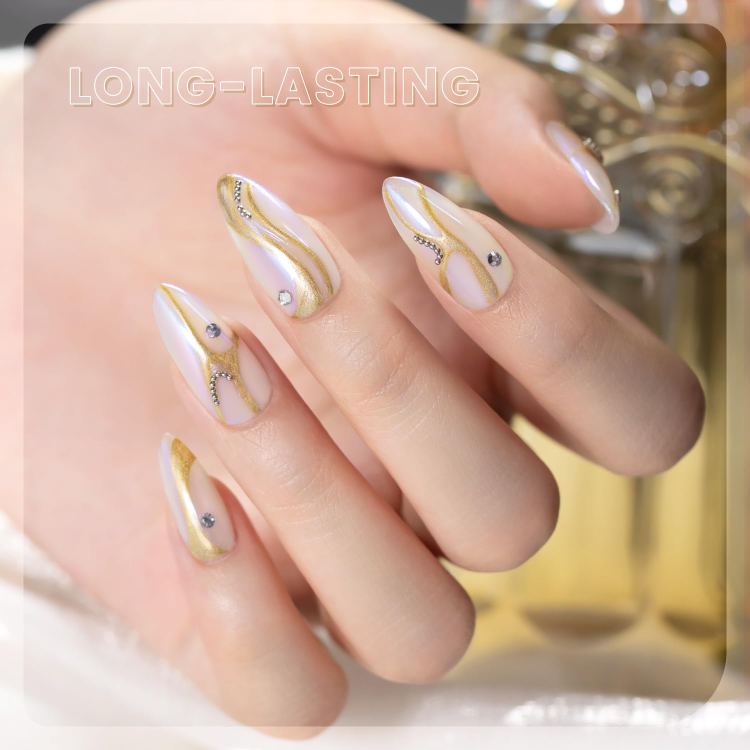 RARJSM esmalte gel con brillo plateado holográfico para manicura elegante.