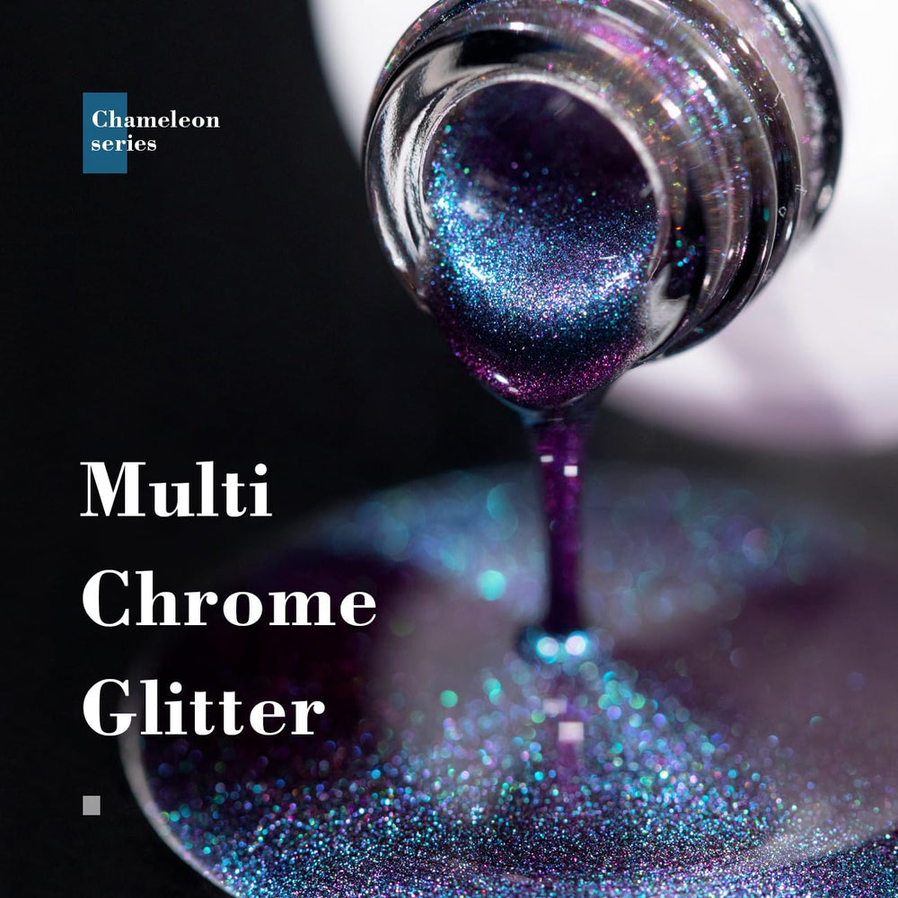 RARJSM Esmalte gel chameleon sobre base oscura realza el efecto cambiante