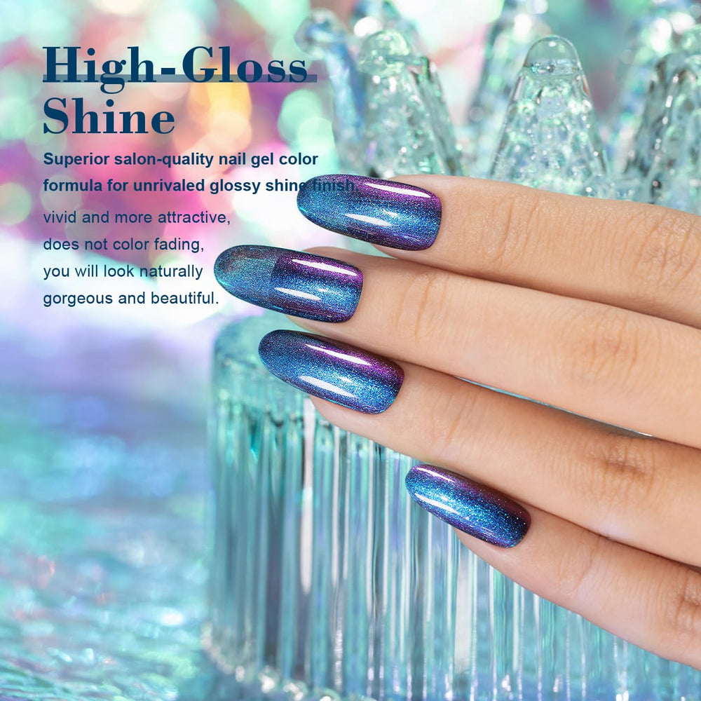 RARJSM Esmalte gel chameleon con glitter holográfico para brillo multicolor