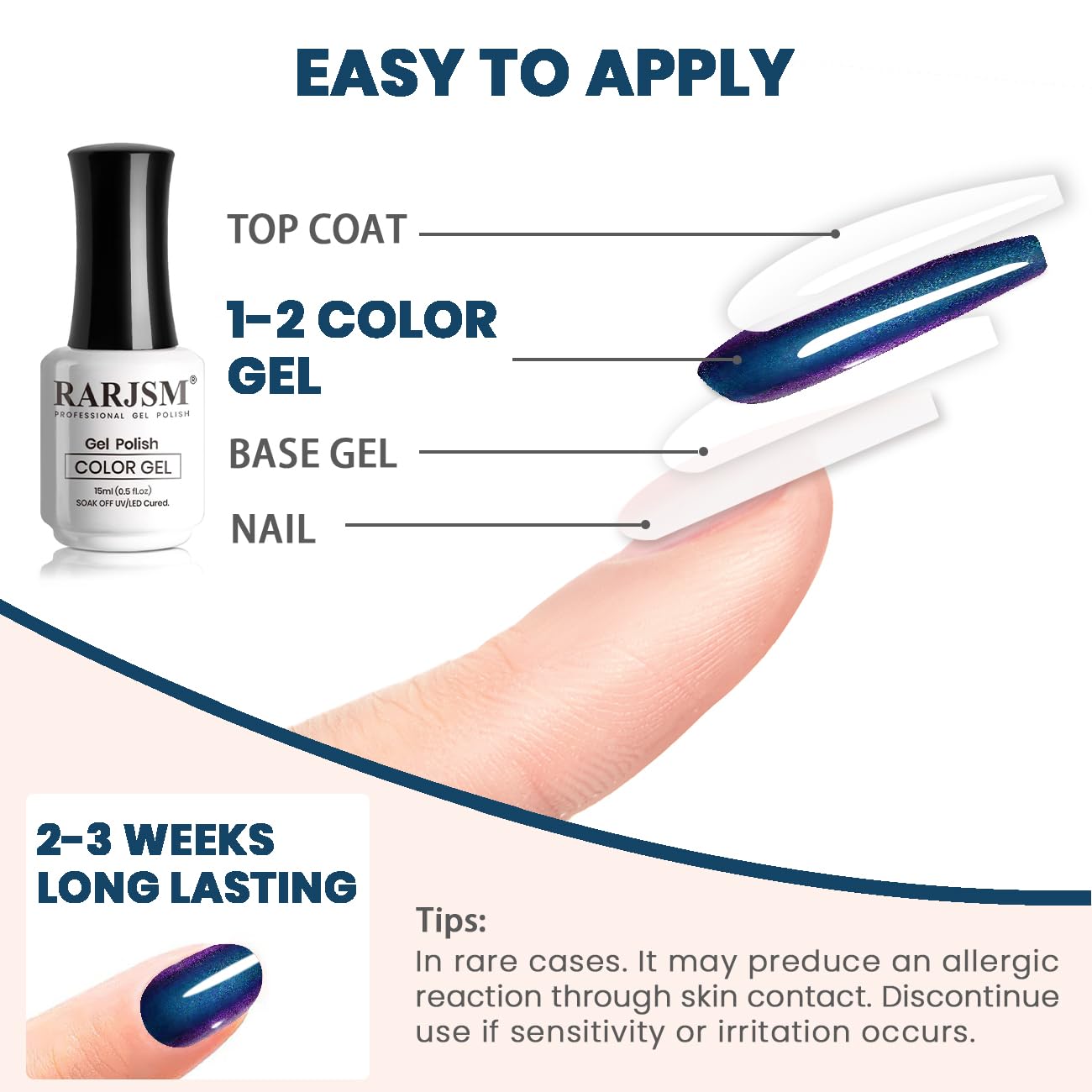RARJSM Esmalte gel chameleon para uso DIY en casa con acabado suave