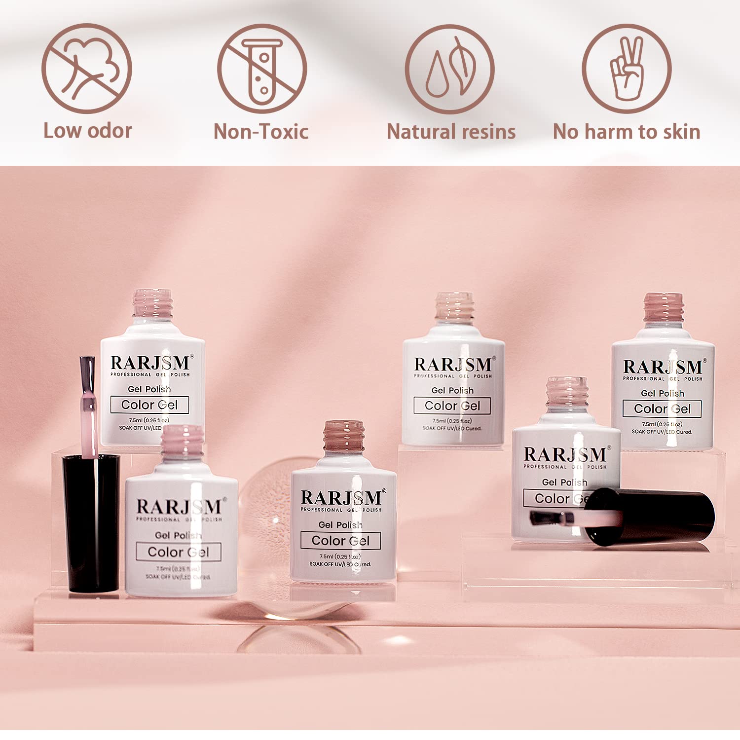 RARJSM gel nude mavue marrón claro, tono natural para manicura francesa suave.