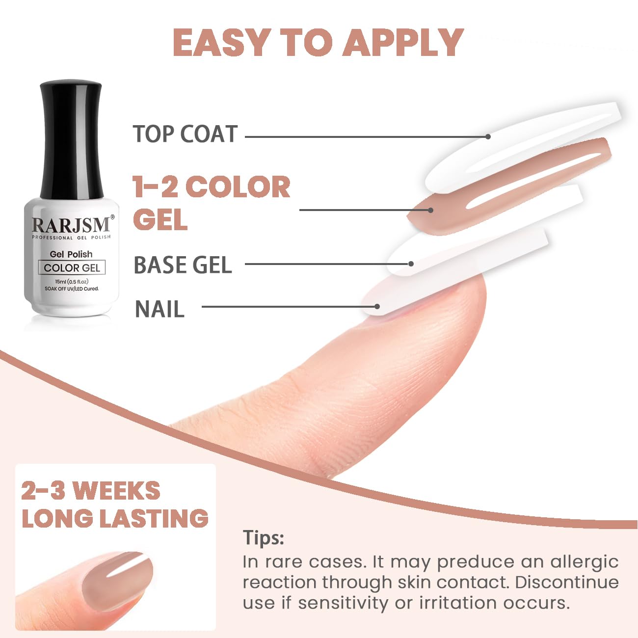 Curado bajo LED/UV del esmalte gel nude pink de rarjsm para acabado profesional