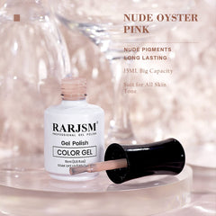 RARJSM Esmalte gel nude rosa en acción, aplicación fácil para manicura precisa