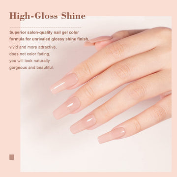 RARJSM Nude Pink Gel, muestra en uñas para ver el tono translúcido