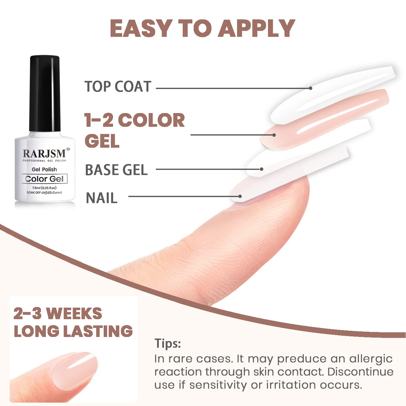 RARJSM gel nude para casa, manicura casera con acabado translúcido.
