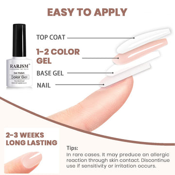 RARJSM gel nude para casa, manicura casera con acabado translúcido.