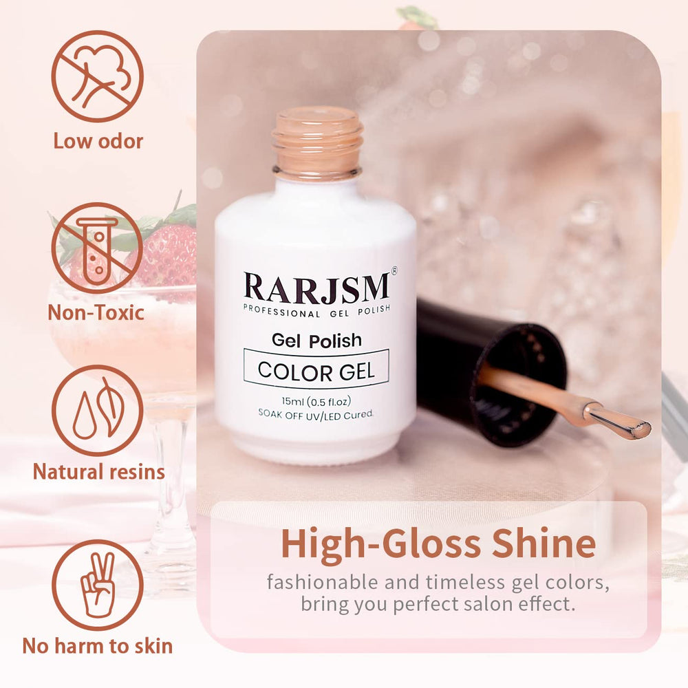 RARJSM esmalte gel rosa lechoso, durabilidad de hasta 21 días.