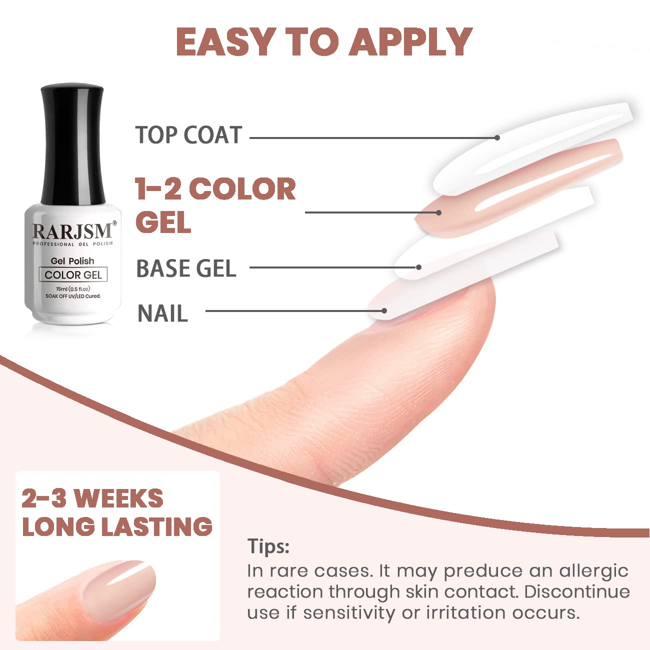 RARJSM esmalte gel rosa lechoso, uso recomendado en casa.