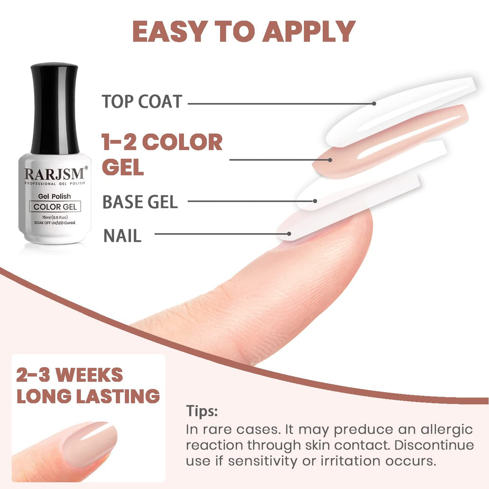 RARJSM esmalte gel rosa lechoso, uso recomendado en casa.