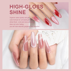 Esmalte gel tono neutro translúcido RARJSM para look sutil.