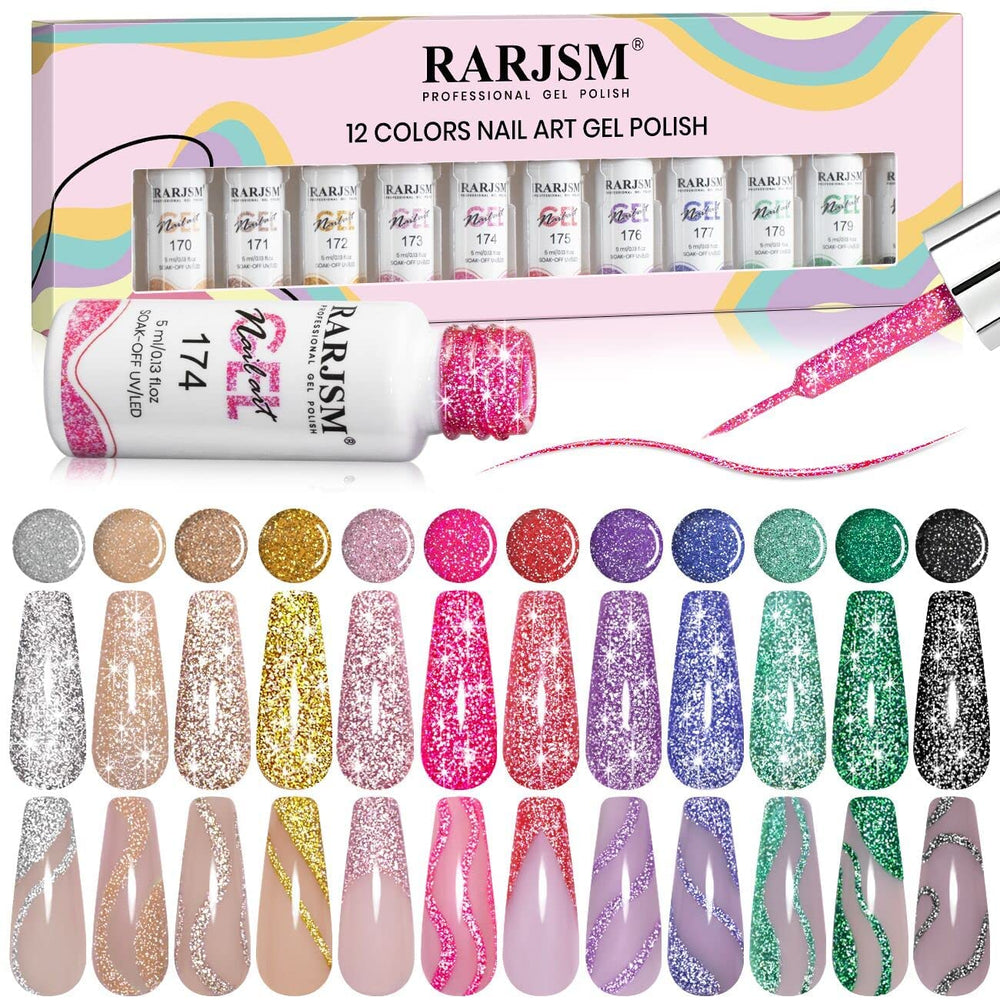 RARJSM gel delineador brillo reflectante para uñas, destellos bajo la luz para un look glamuroso