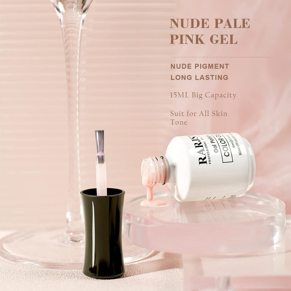 RARJSM gel nude rosa pálido, translúcido para efecto sutil.