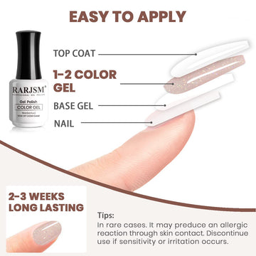 RARJSM Gel para uñas nude rosa glitter sutil, estilo neutro con destellos.