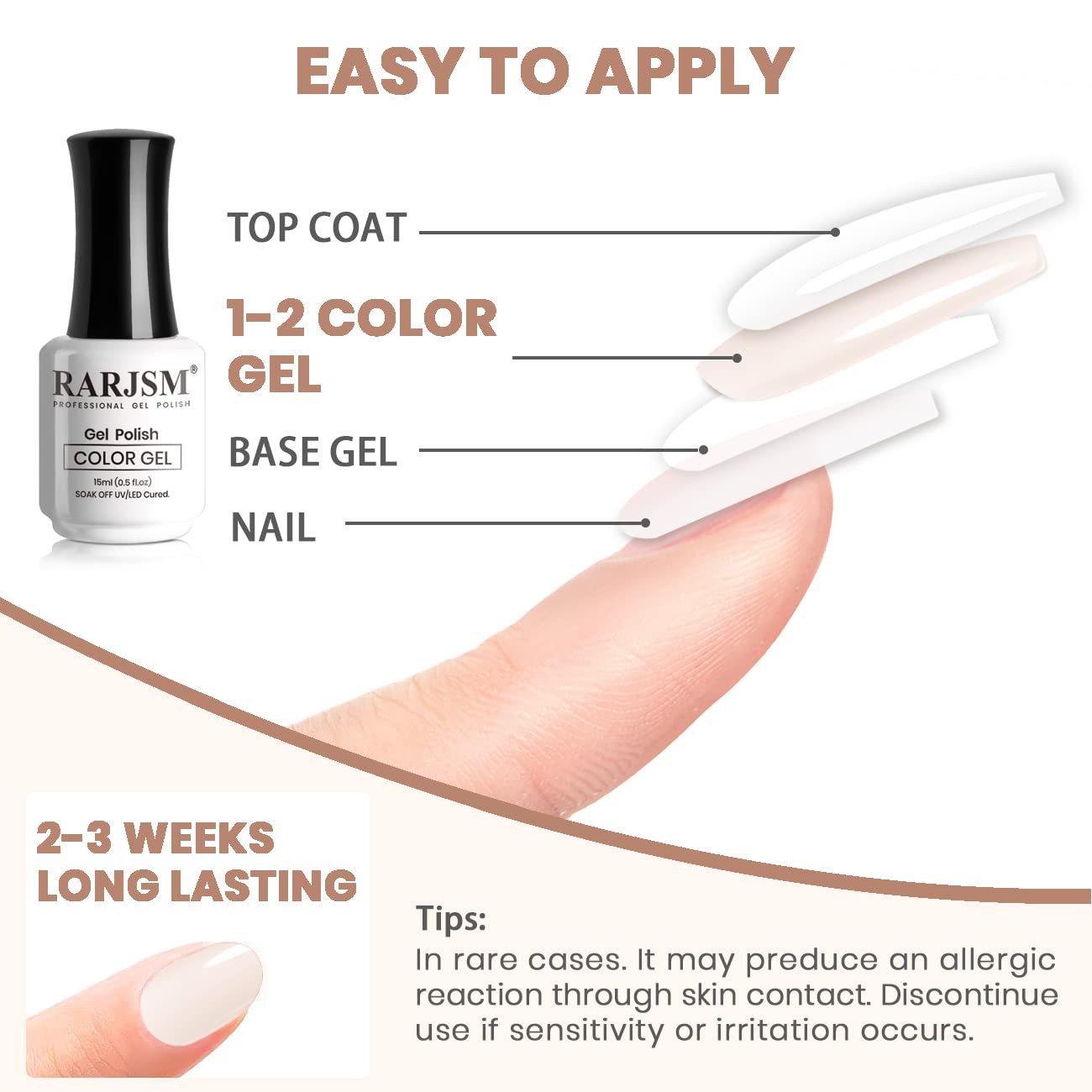 RARJSM gel nude, fórmula de resina natural y no tóxica.